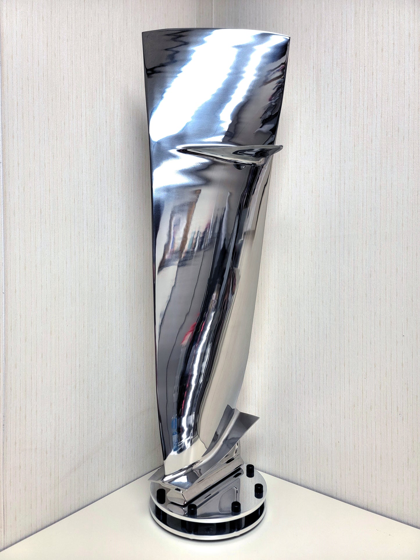 Boeing 747 Polished Pratt & Whitney PW4000 Jet Engine Blade Statue with intricate double base. Free Shipping.