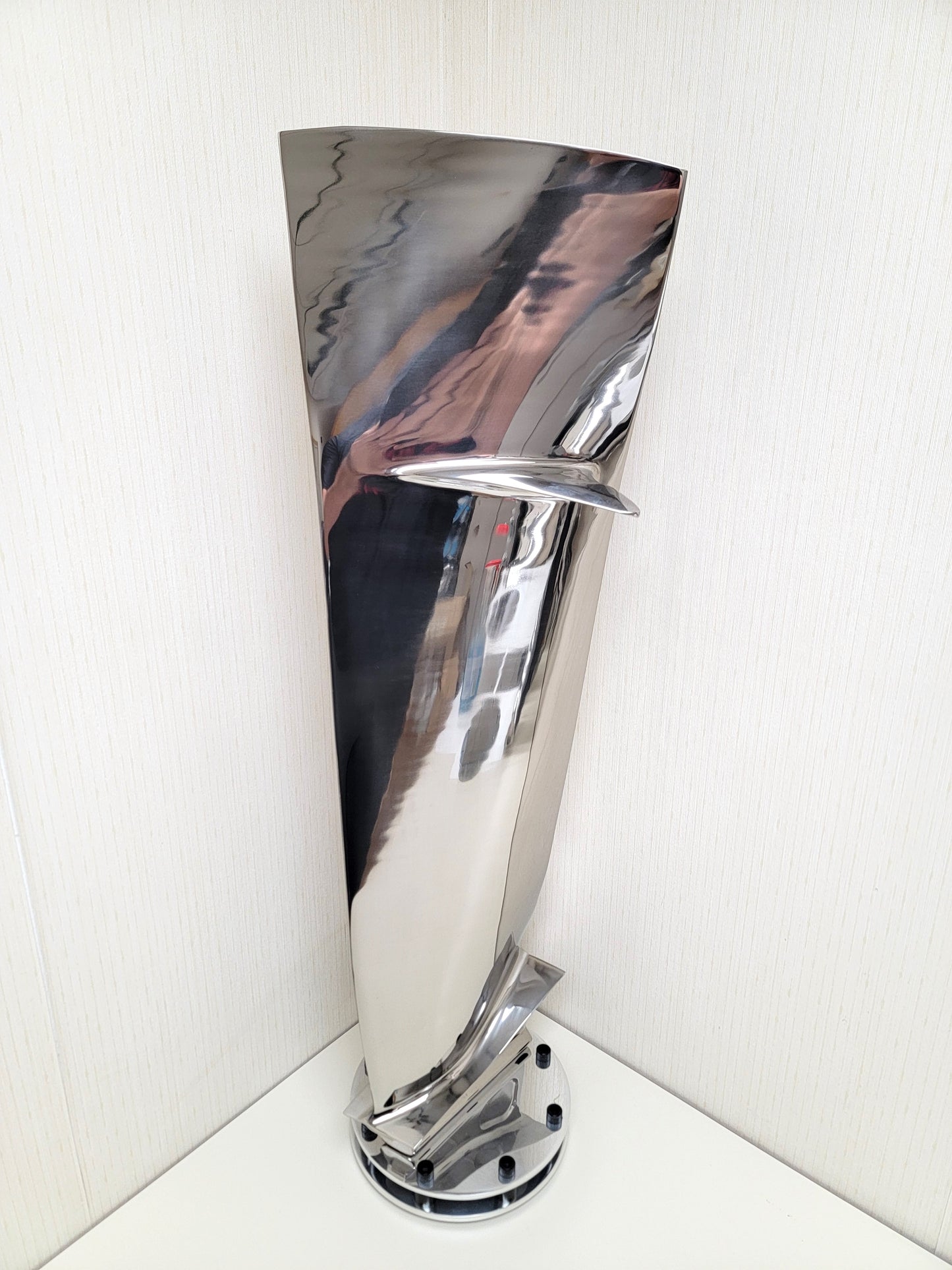 Boeing 747 Polished Pratt & Whitney PW4000 Jet Engine Blade Statue with intricate double base. Free Shipping.