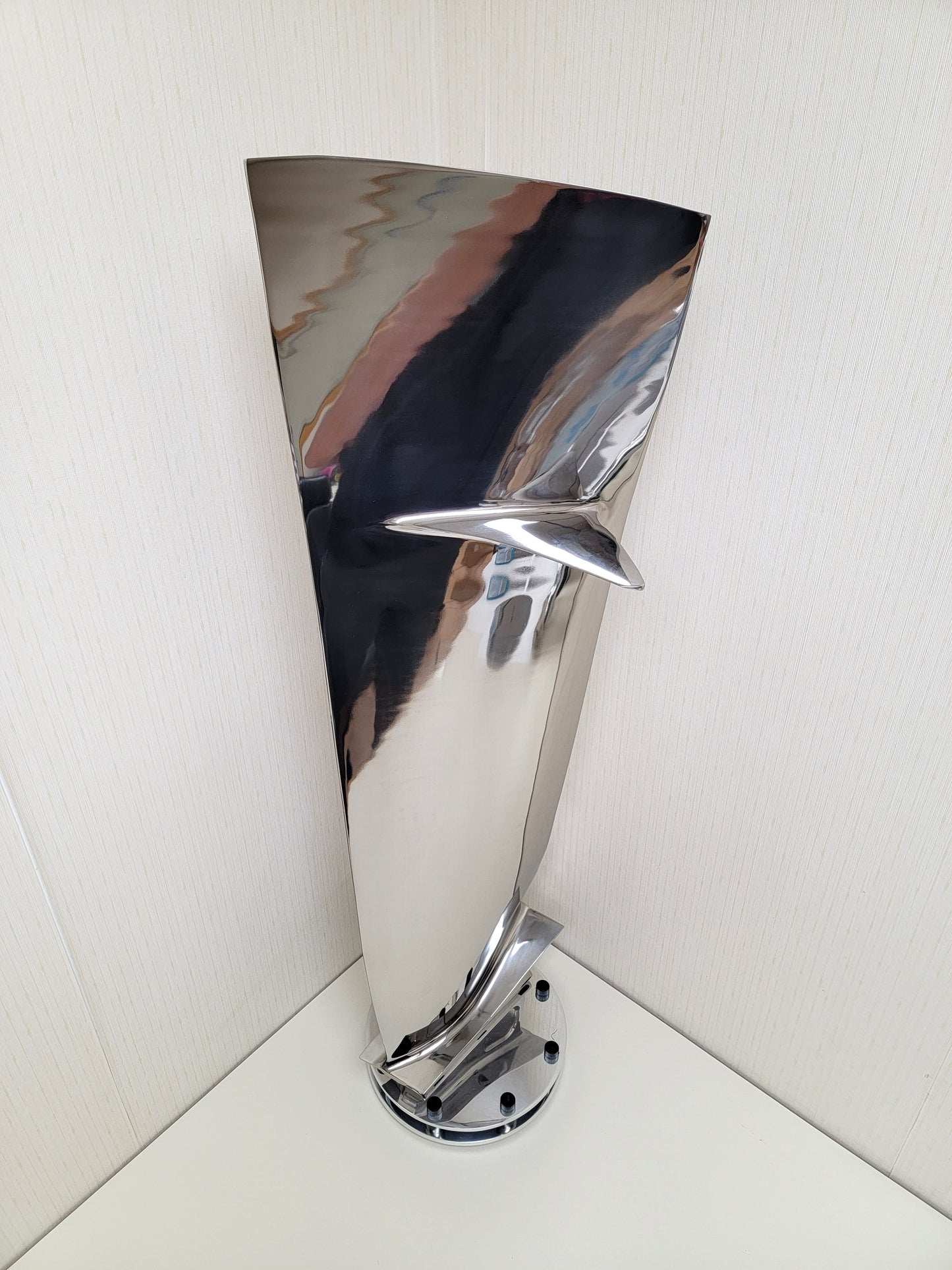 Boeing 747 Polished Pratt & Whitney PW4000 Jet Engine Blade Statue with intricate double base. Free Shipping.