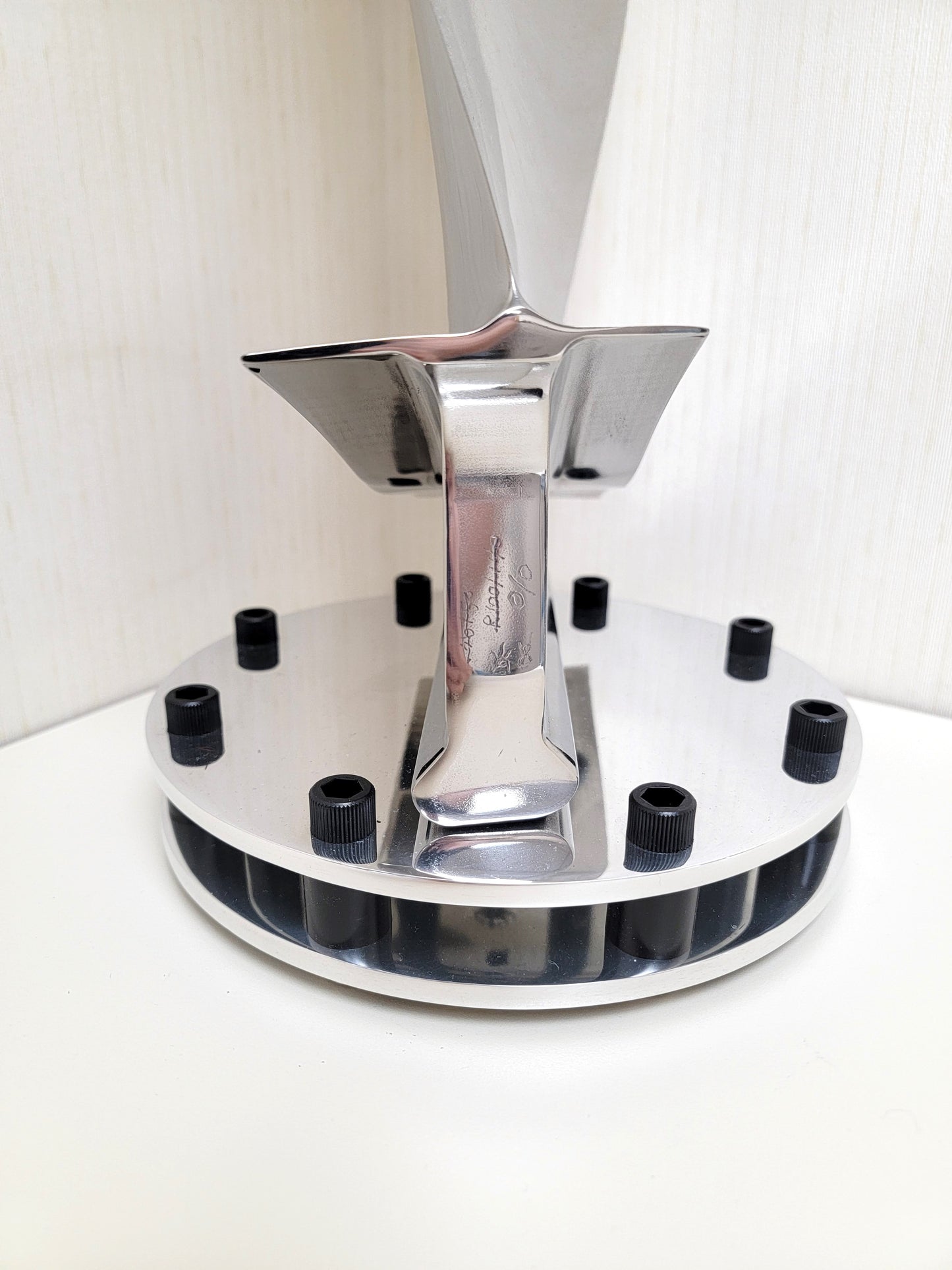 Boeing 747 Polished Pratt & Whitney PW4000 Jet Engine Blade Statue with intricate double base. Free Shipping.