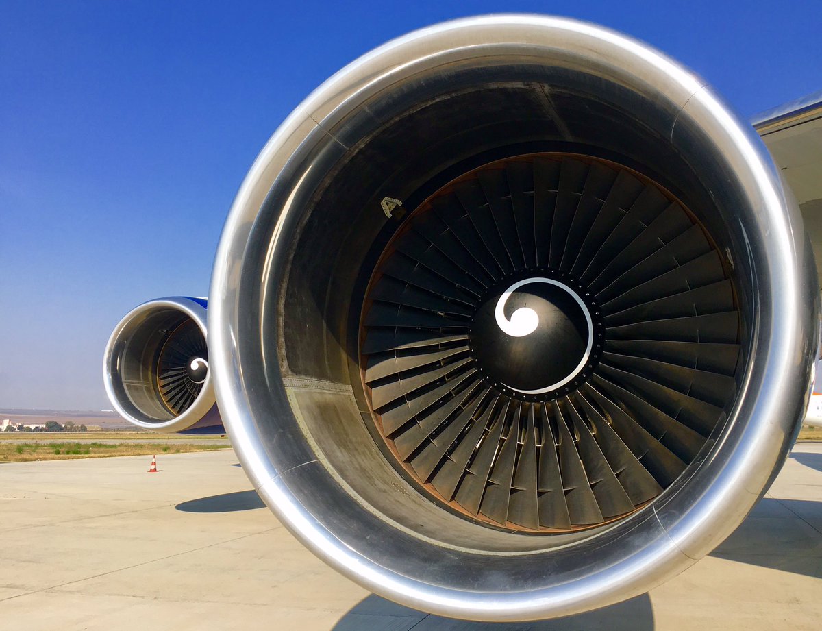 Boeing 747 Polished General Electric CF6 Jet Engine Blade Statue with intricate double base.
