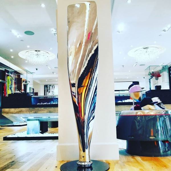 76" tall Mirror Polished DC-6 Propeller Blade.